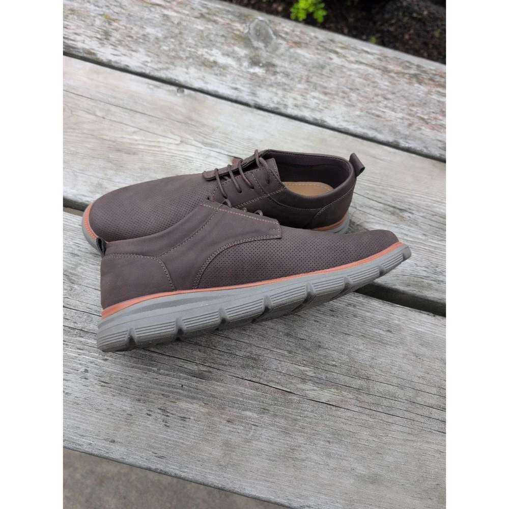 Aston Marc Mens Brown Perforated Oxford Casual Comfort Shoes Sz 10
